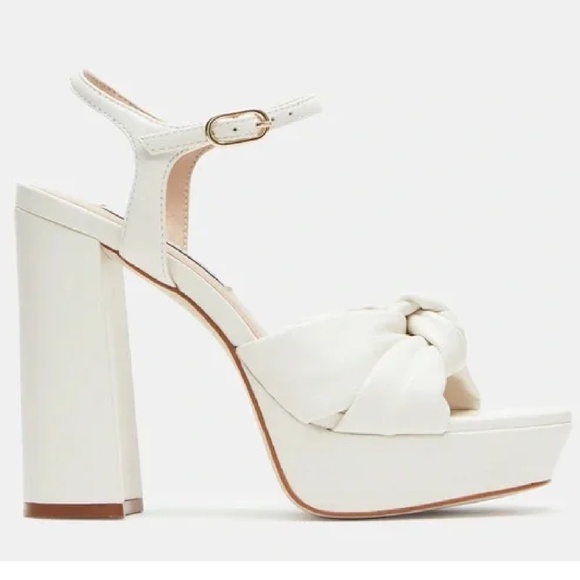 New Steve Madden "Lala" 9.5 Womens Platform Heel Ankle Strap Sandal w/Knot front - Picture 4 of 6